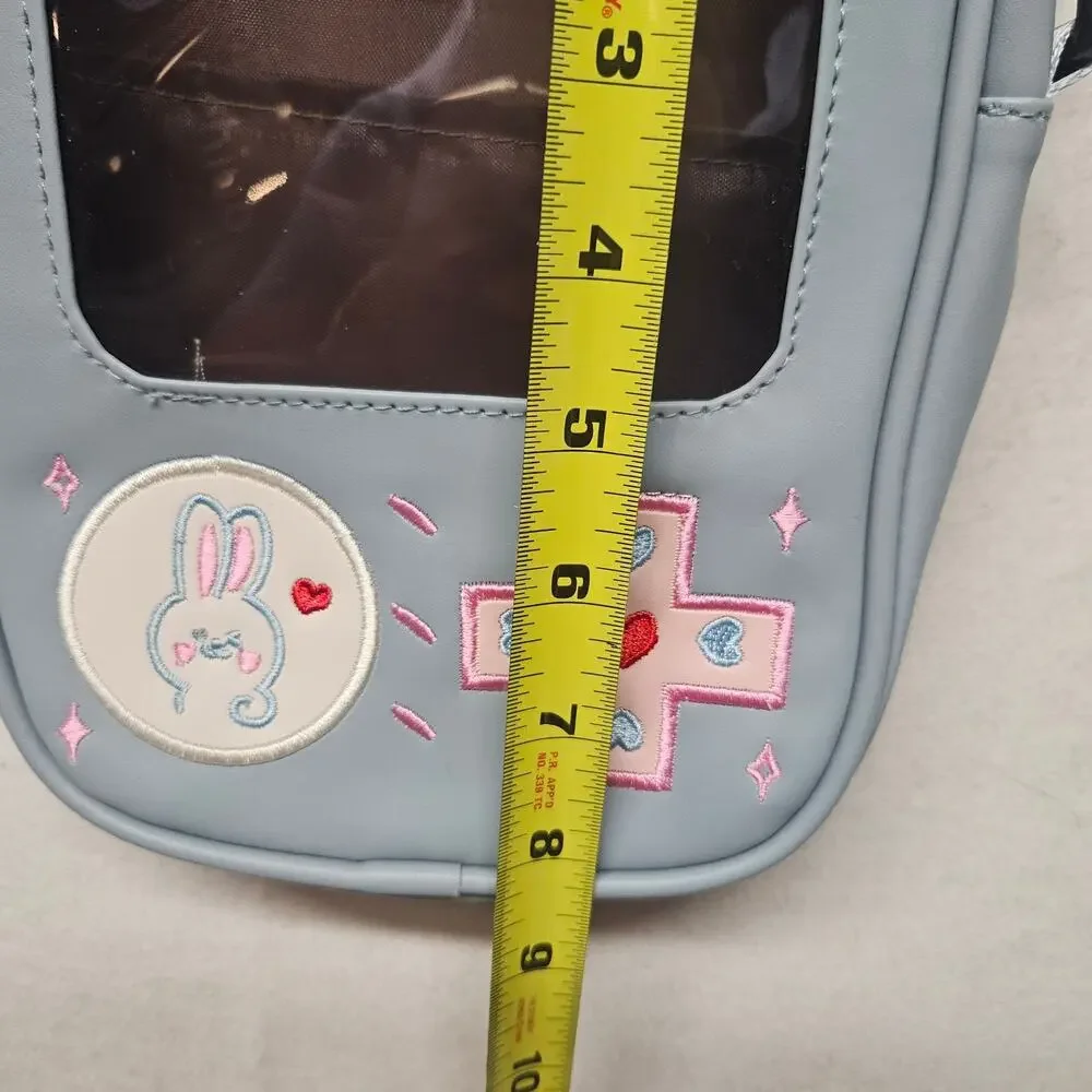 Kawaii Light Blue Handheld Game Console Ita Bag Crossbody Purse Clear Window